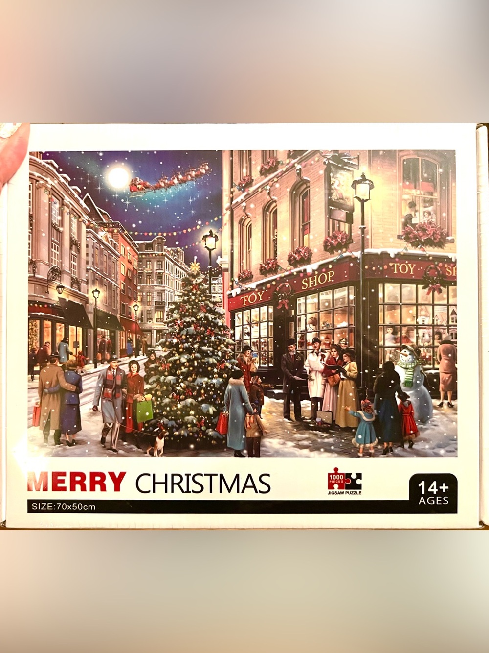 NEW Merry Christmas Old Time Street 1000 pc. Scene Holiday Jigsaw Puzzle.